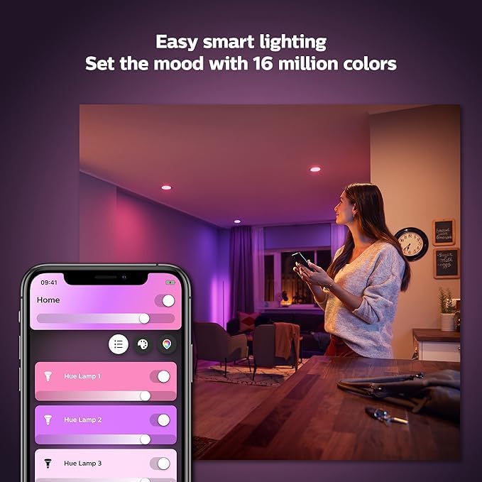 Hue white and color ambiance, lot de 5 ampoules connectées GU10, compatible Bluetooth, fonctionne avec Alexa, Google assistant et Homekit