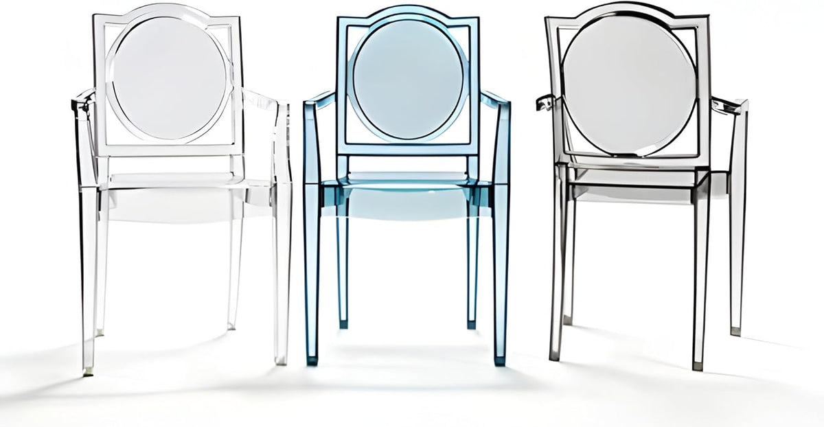La16 Chaise FANTÔME Transparente avec ACCOUDOIRS en Polycarbonate - Lot de 4 fauteuils - Neutre