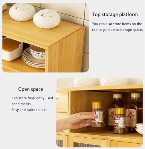 Meuble de rangement de cuisine multifonction avec portes et tiroirs, buffet élégant pour l'organisation de la vaisselle, des épices et des ustensiles, meuble de cuisine peu encombrant