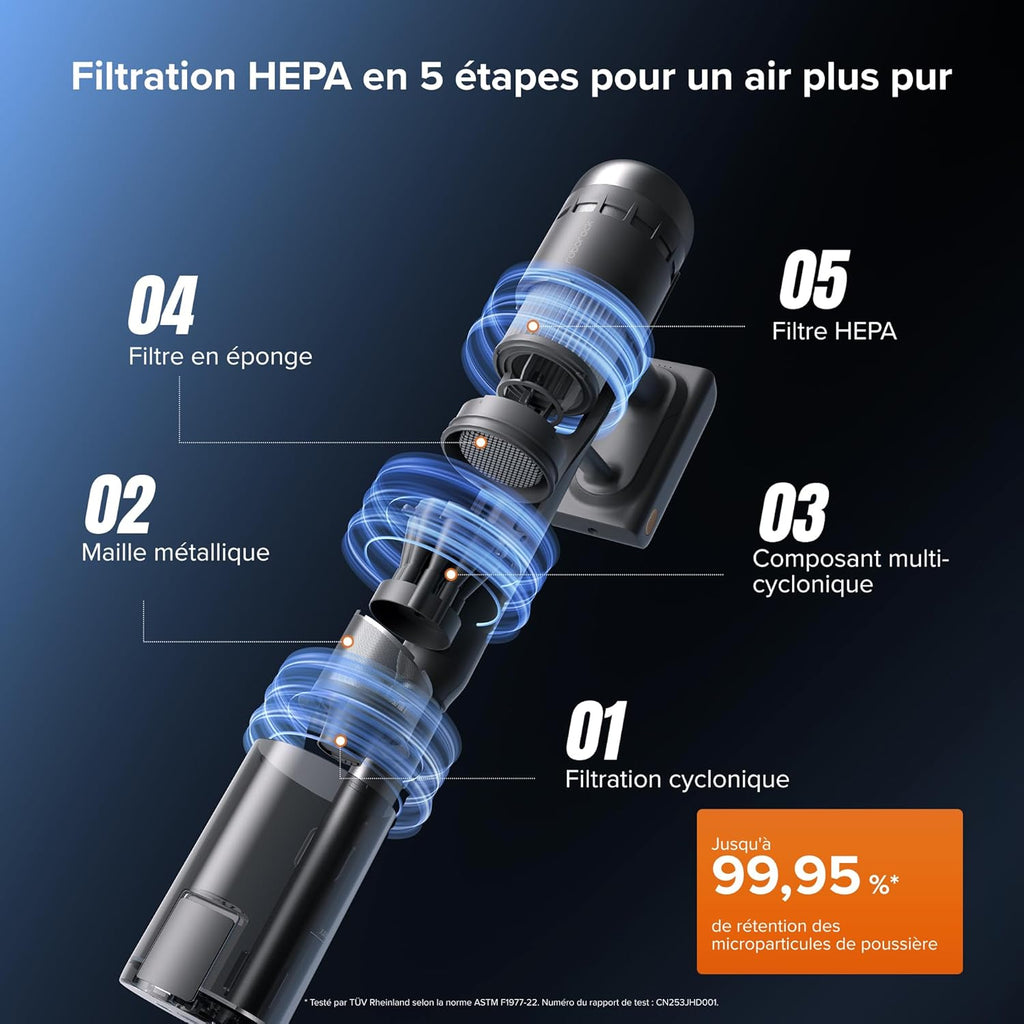 roborock H60 Hub Ultra Aspirateur Balai sans Fil avec Station Auto-Vide, 210AW, 90Min d’Autonomie, Brosse Anti-Enroulement, Détection Poussière LED 140°, Accessoires Tous Sols