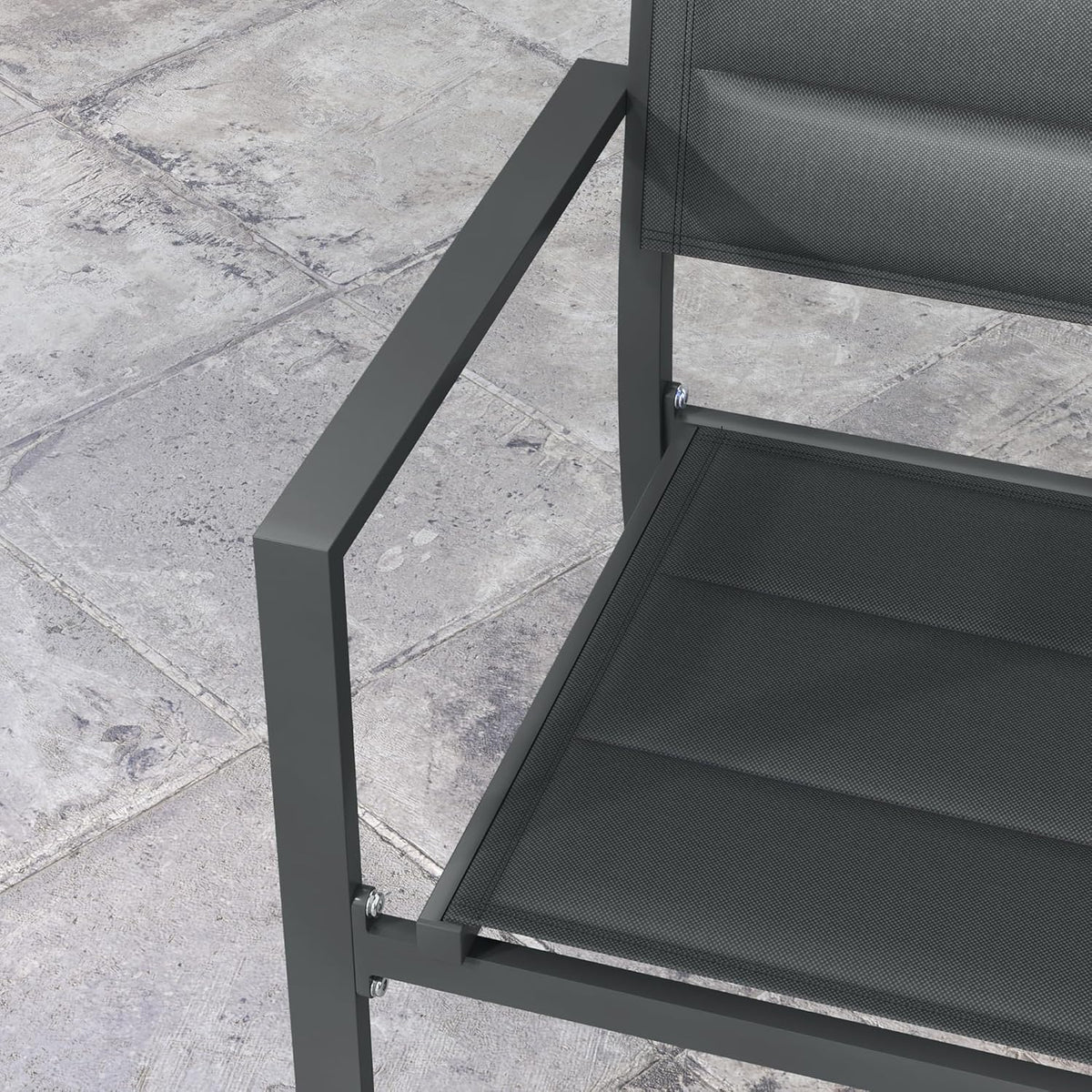 Outsunny Ensemble de 4 chaises de Jardin empilables en Aluminium et textilène avec accoudoirs, Lot de 4 pièces pour extérieur, Gris