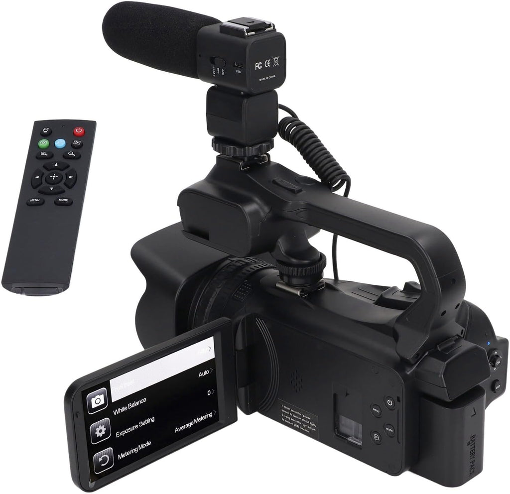Denash Caméscope à Zoom Numérique 18x, Télécommande Anti-secousse 2,4 G, Transmission WiFi, Enregistreur Vidéo Numérique avec Pare- pour Voyage