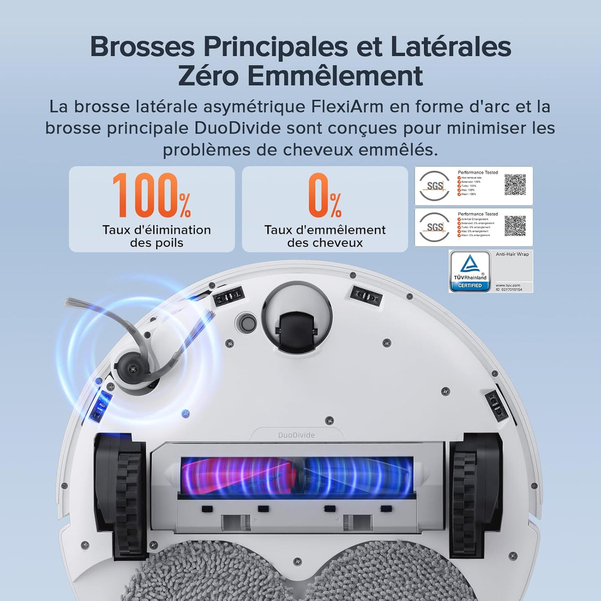 roborock Qrevo Curv S5X Robot Aspirateur Laveur, 18 500 Pa, Anti-enchevêtrement, Brosse et Serpillière Extensibles, 75℃ Lavage de Serpillière à l'eau Chaude, Station Multifonctionnelle 3.0, APP
