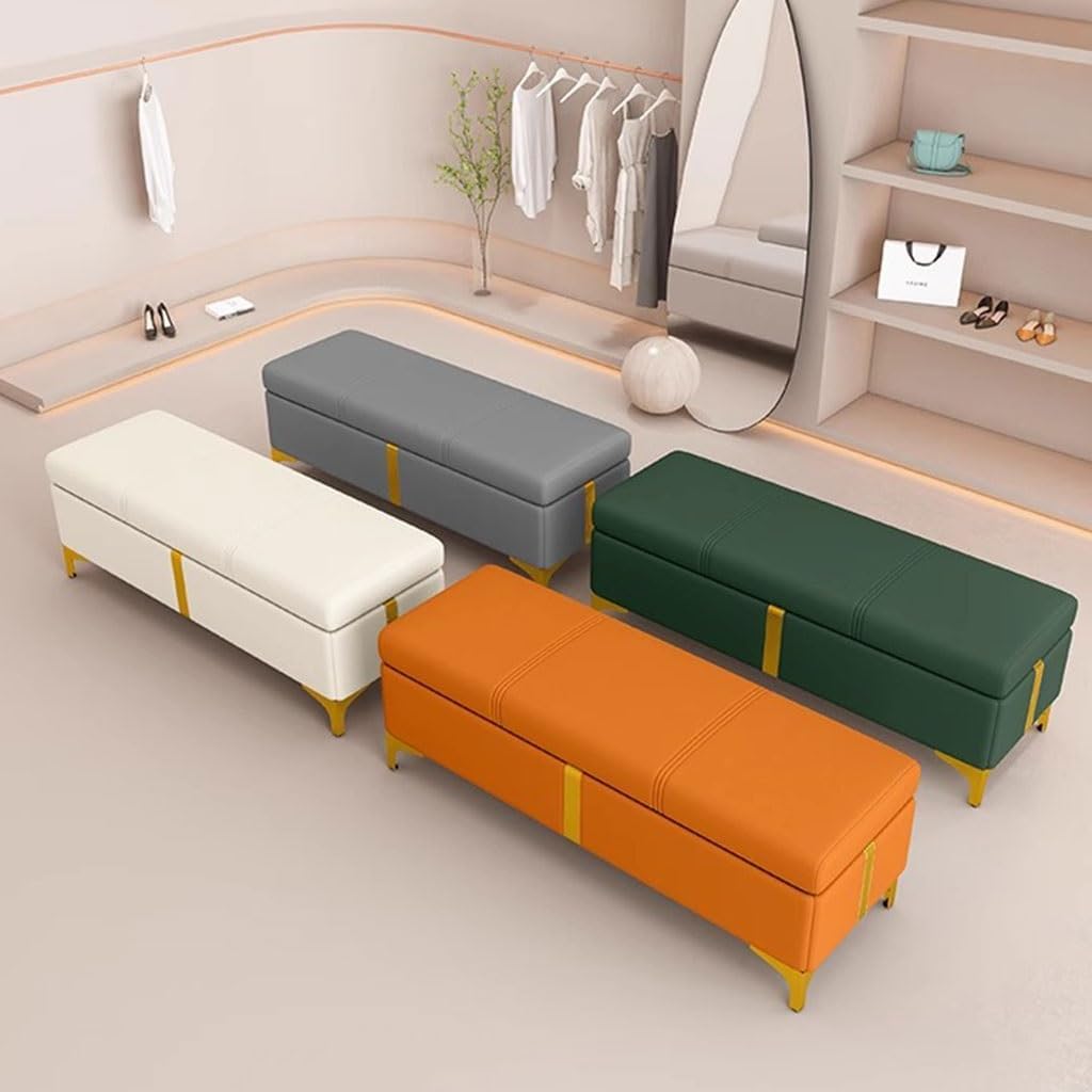 Banc de rangement avec siège rembourré pour chambre à coucher, grand ottomane avec couvercle pour bout de lit, gris foncé, 40 cm, solution de rangement élégante pour décoration d'intérieur