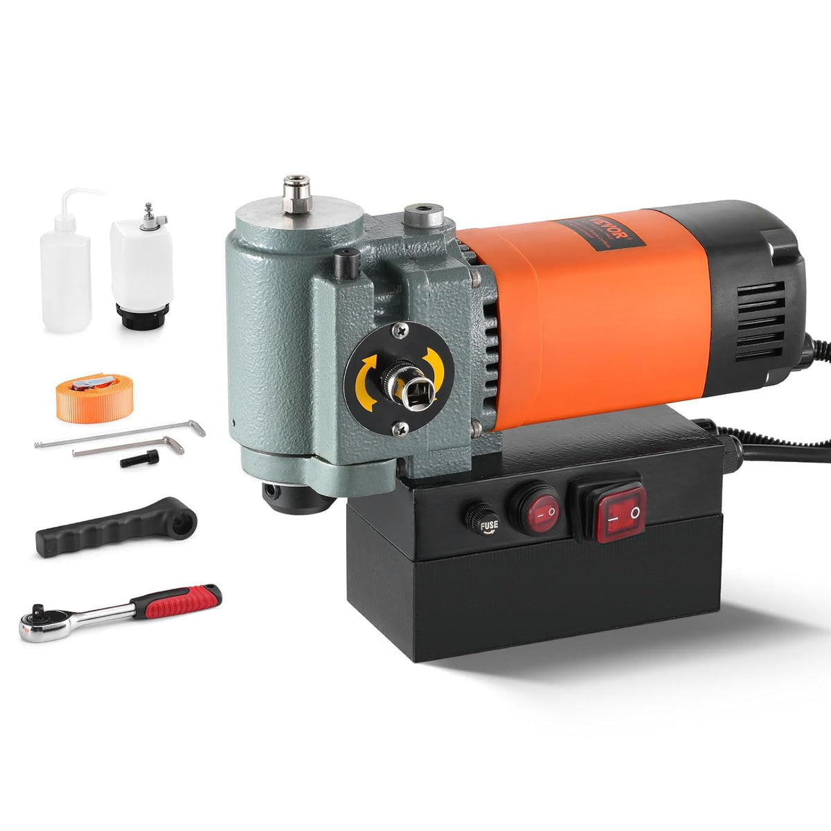 VEVOR Perceuse Magnétique à Profil Bas 1300 W, Perceuse à Colonne Magnétique Diamètre de Perçage Max. 35 mm, avec Dispositif de Refroidissement et Protection contre les Surcharges, pour Construction