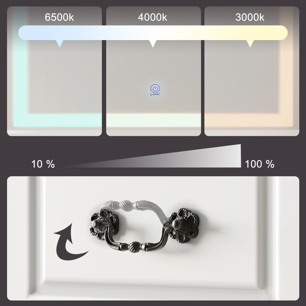 Vicco Coiffeuse Belle, Blanc, 120cm avec éclairage LED à intensité Variable