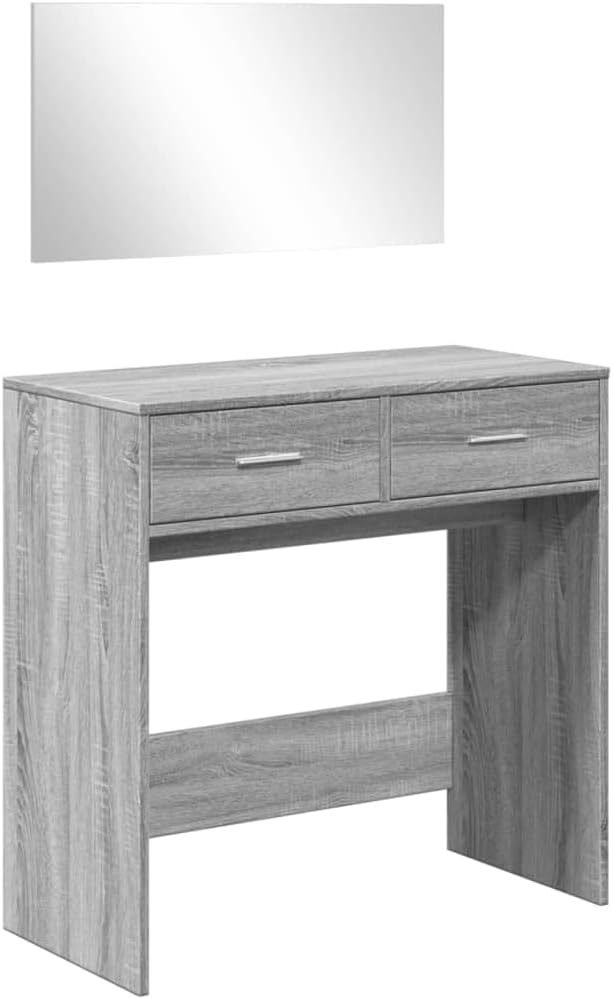 WKIEQACO Coiffeuse avec miroir gris Sonoma 80 x 39 x 80 cm Armoires et meubles de rangement pour chambre à coucher