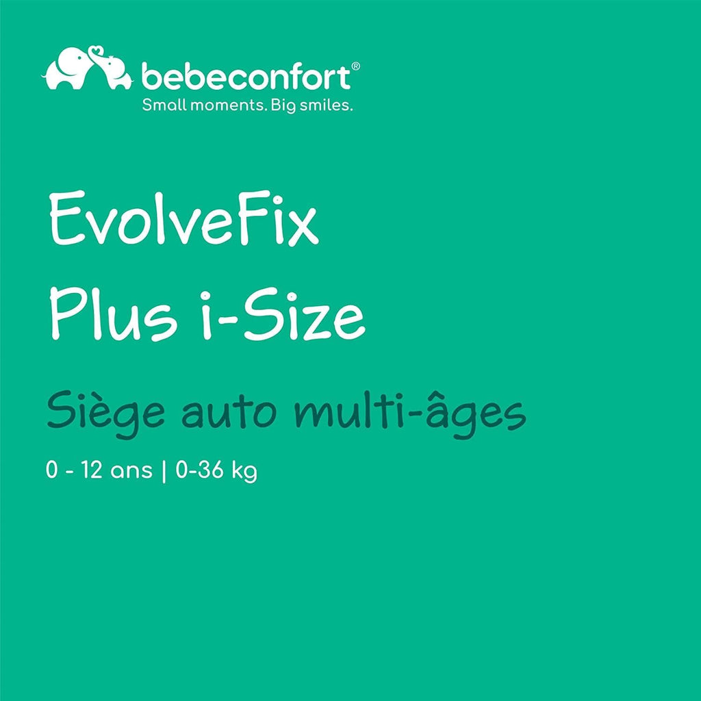 Bebeconfort EvolveFix Plus i-Size, Siege Auto 360, 0-12 Ans, 40-150 cm, Siège Auto ISOFIX, 10 Positions d'Appui-tête, 4 Positions d'Inclinaison, Protection Contre les Chocs Latéraux, Black Mist