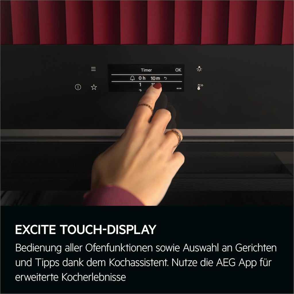 AEG TE7PB62WAB - Four encastrable Wifi - Série 7 - Écran couleur TFT Full Touch avec assistant de cuisson - Fabriqué en Allemagne - Auto-nettoyage à pyrolyse - Capteur de température centrale : pour