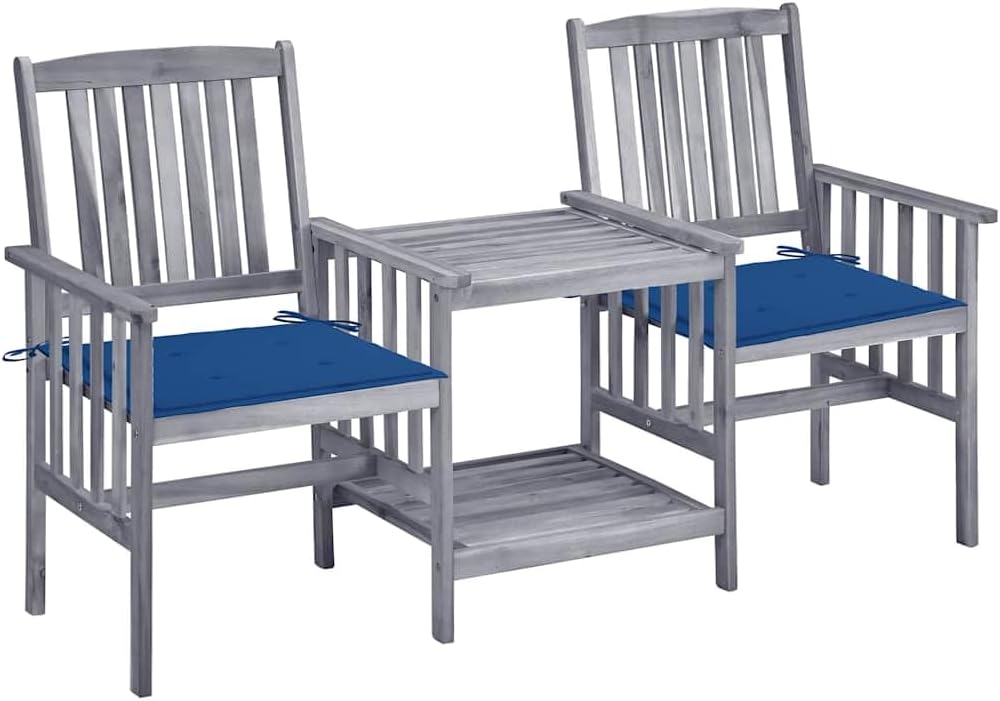 Générique Chaises de Jardin avec Table à thé et Coussins Acacia Solide,Salons de Jardin,3061312