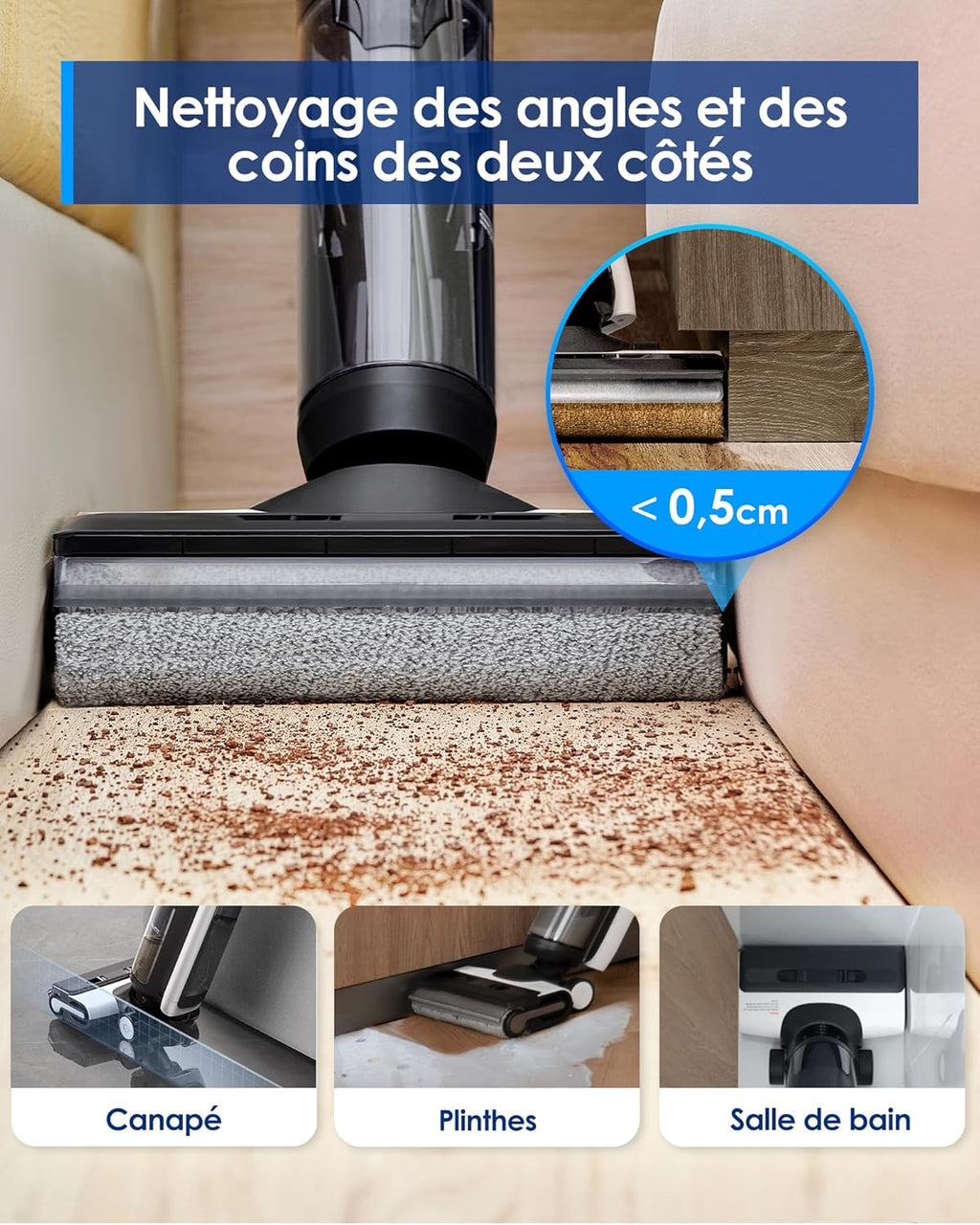 Tineco Floor One Switch S6 Nettoyeur de Sol, Aspirateur Laveur sans Fil 5-en-1, Séchage Flash en 5 Min, Auto-Nettoyage, Brosse ZeroTangle, Nettoyage Angles des 2 côtés