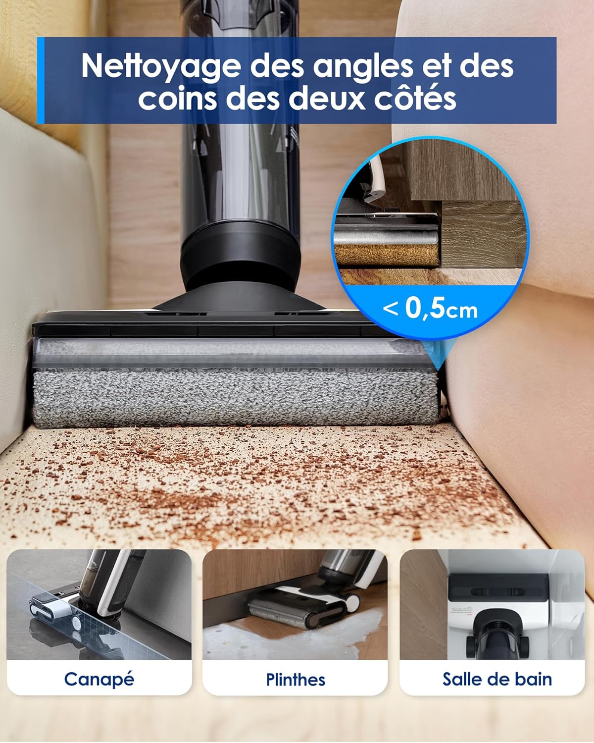 Tineco Floor One Switch S6 Nettoyeur de Sol, Aspirateur Laveur sans Fil 5-en-1, Séchage Flash en 5 Min, Auto-Nettoyage, Brosse ZeroTangle, Nettoyage Angles des 2 côtés