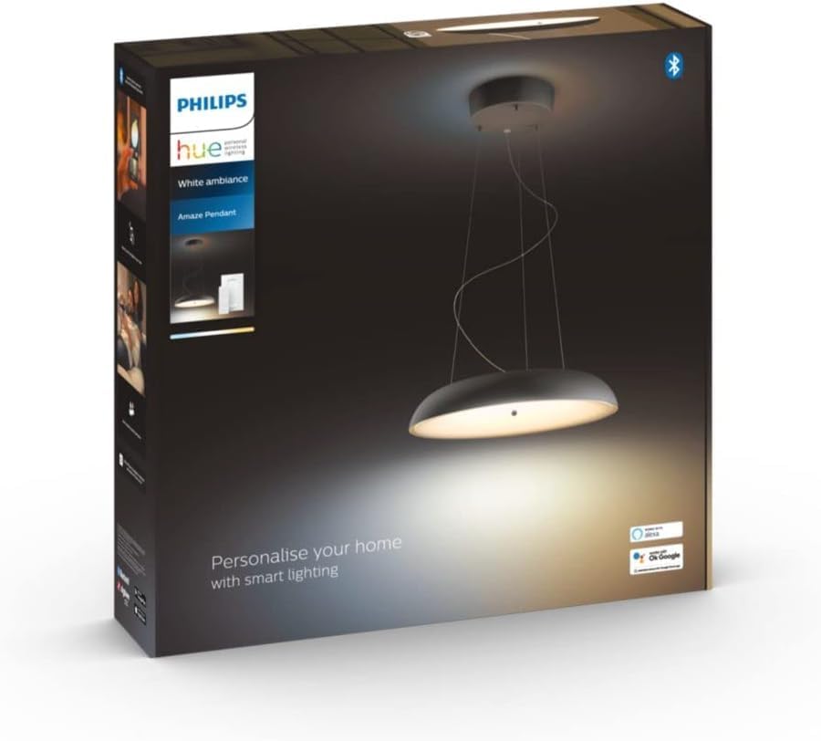 Hue White Ambiance AMAZE Suspension 39W - Noir télécommande incluse , compatible Bluetooth, fonctionne avec Alexa, Google Assistant et Homekit