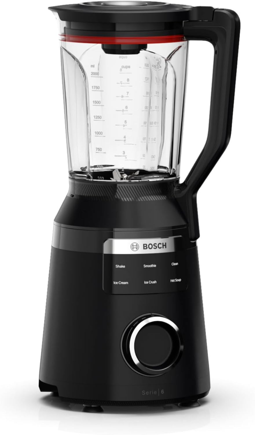 Bosch, VitaPower Série 6, blender haute performance, moteur 1800 watts, vitesse du moteur jusqu'à 45 000 tr/min, 6 programmes automatiques, bol résistant en tritan, noir, MMB6652B