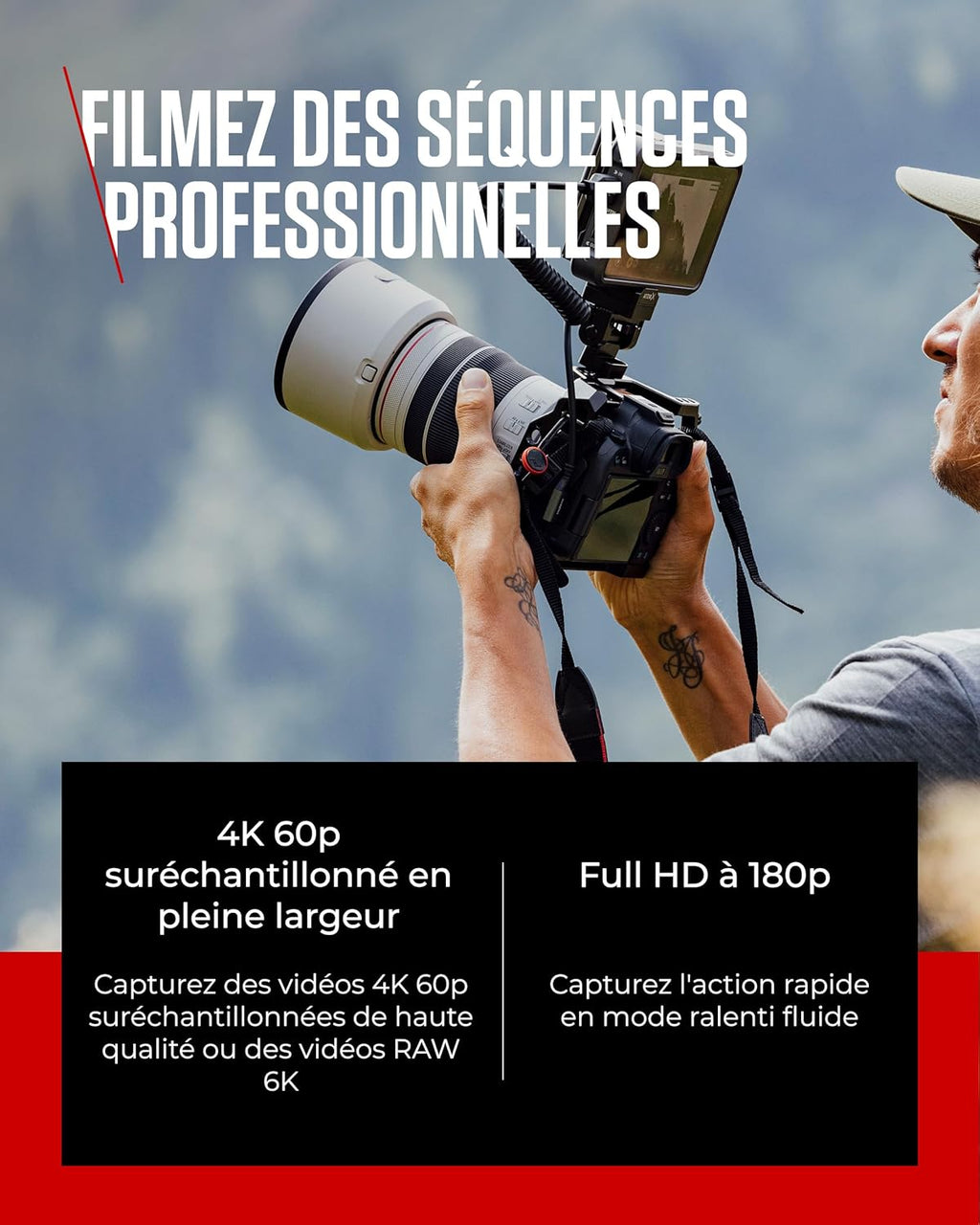 Canon EOS R6 Mark II Appareil Photo Hybride sans Objectif 24,2 mégapixels, 40 img/s, vidéo 4K 60p, Dual Pixel CMOS Auto Focus II, Noir