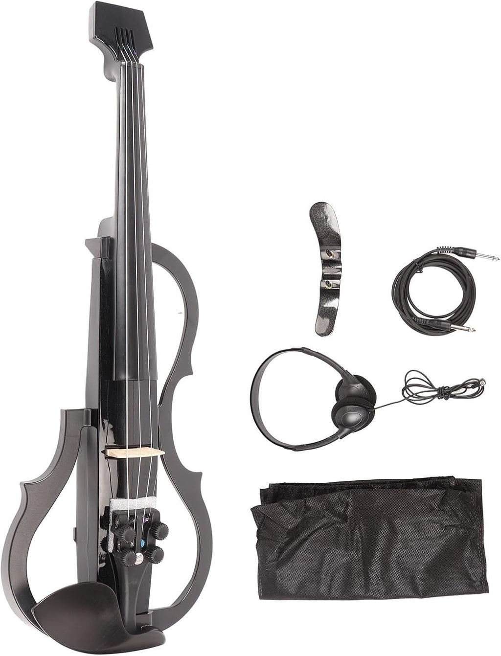 Dilwe Violon Électrique 4/4, Fibre de Carbone, Érable, 4 Cordes, Silencieux, Polyvalent, Réglable, Mute
