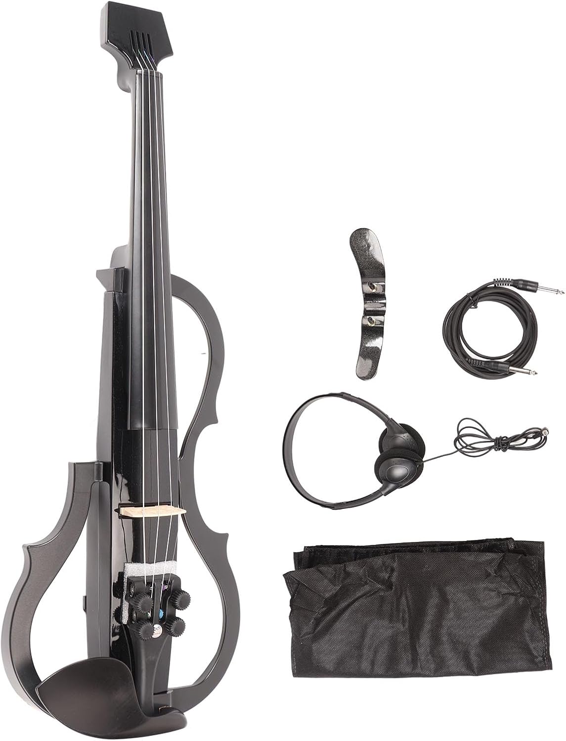 Dilwe Violon Électrique 4/4, Fibre de Carbone, Érable, 4 Cordes, Silencieux, Polyvalent, Réglable, Mute