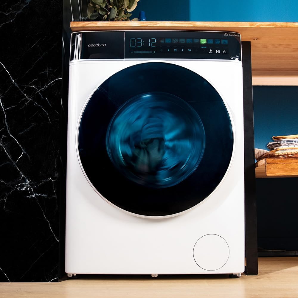 Cecotec Lave-linge 9Kg Chargement Frontal Bolero DressCode 9900 Autodose Inverter FullColor A, 1400 rpm, Écran FullColor 10,3", 16 programmes, Moteur Inverter Plus, SteamMax, Classe A, Blanc