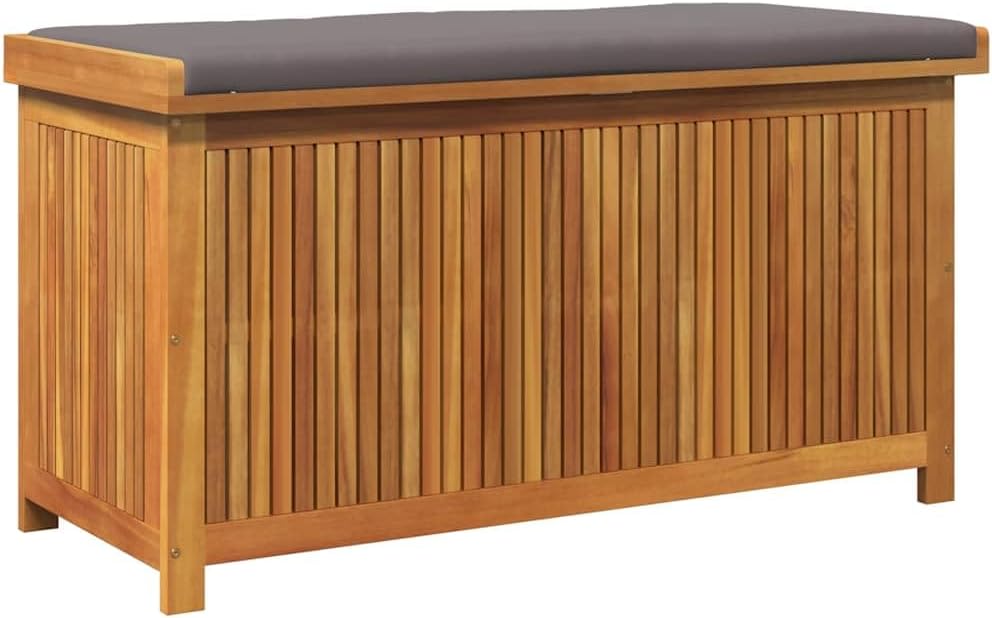 vidaXL Boîte à Coussins d'extérieur 113x50x60,5cm Bois Massif d'acacia, conteneur à Coussins, boîte de Rangement, boîte à Coussins d'extérieur