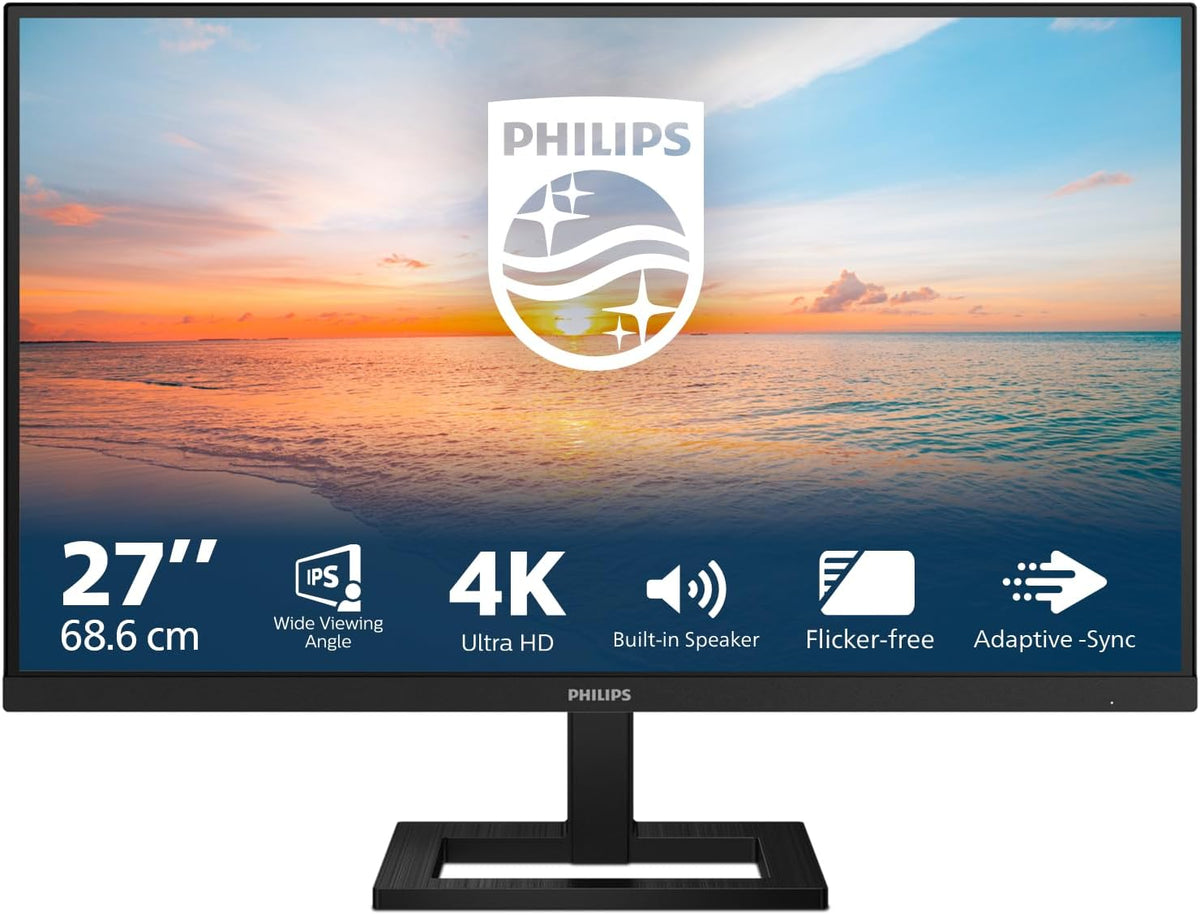Philips Monitors 27E1N1800AE - Moniteur Ultra HD 27 Pouces, Haut-parleurs, Hauteur réglable, HDR10 (3840x2160, 60 Hz, HDMI 2.0, DisplayPort 1.4) Noir