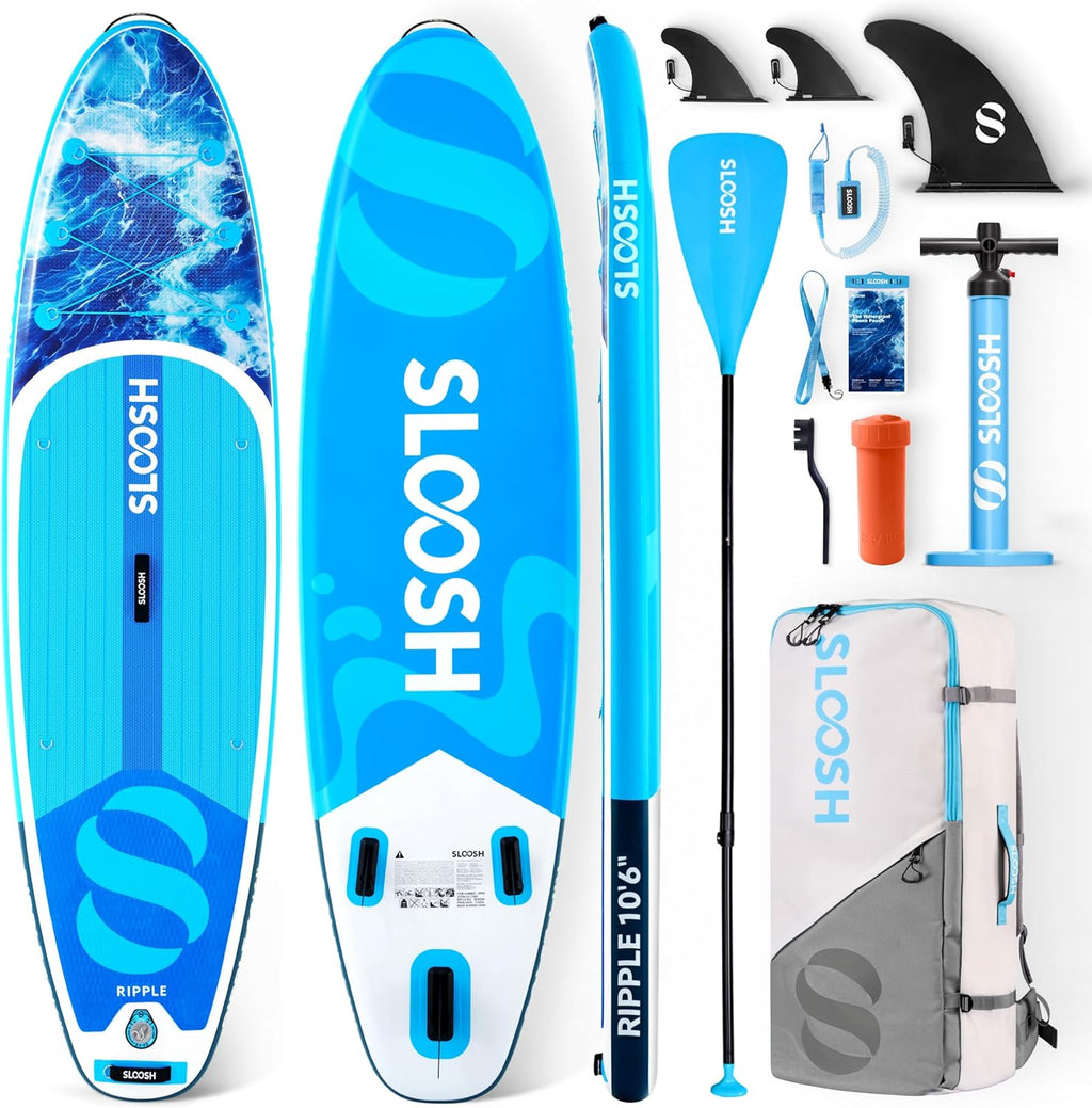 SLOOSH Planche de Paddle Gonflable,10'6" Stand-Up Paddle avec Accessoires Premium,Pont en EVA Antidérapant,Sac de Transport Ultra-Léger avec Pompe,Ripple Sup pour Jeunes & Adultes