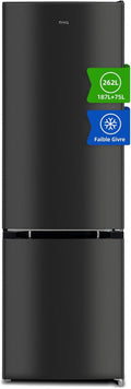CHIQ Réfrigérateur congélateur bas FBM260L 262L (187+75), Low frost, Acier inoxydable, Portes réversibles, 39 db, 12 ans de garantie sur le compresseur