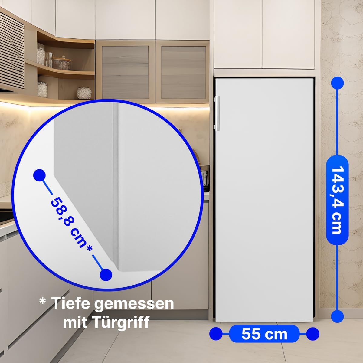 Bomann Réfrigérateur 242L blanc VS7316-1-blanc, Capacité nette : 242 litres, Éclairage intérieur à DEL, Contrôle de la température en continu, 5 clayettes en verre