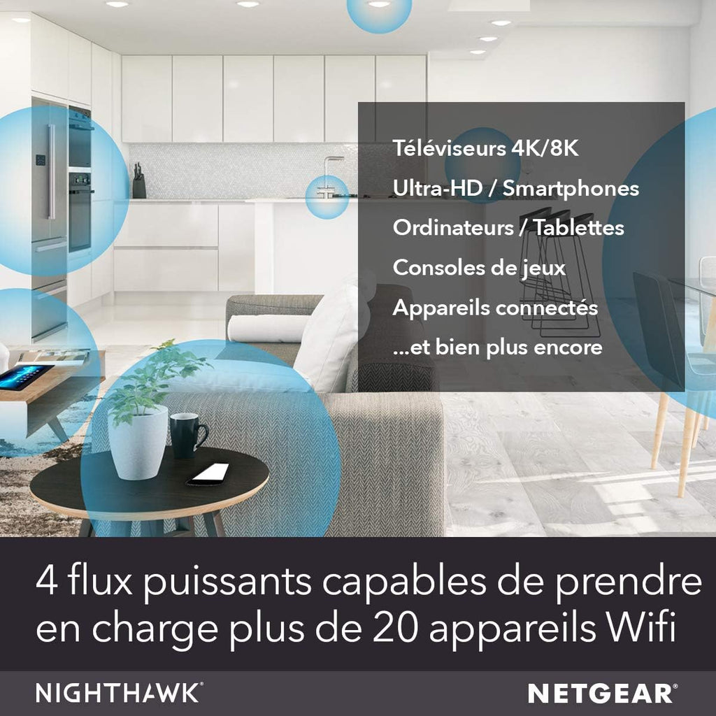 NETGEAR RAX40-100PES Routeur Nighthawk AX4 WiFi 6-Stream AX3000