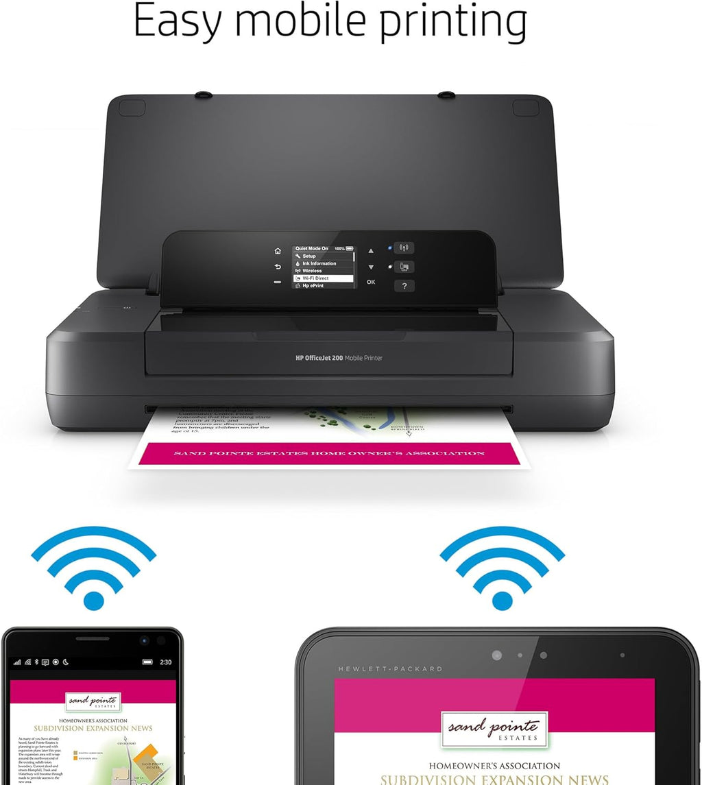 OfficeJet 200 Mobile Couleur 4800 x 1200dpi A4 WiFi Noir - Imprimante d'Encre (PCL 3, 50/60 Hz, Papier Satiné, Normal, Recyclé, USB 2.0, LAN Sans Fil)