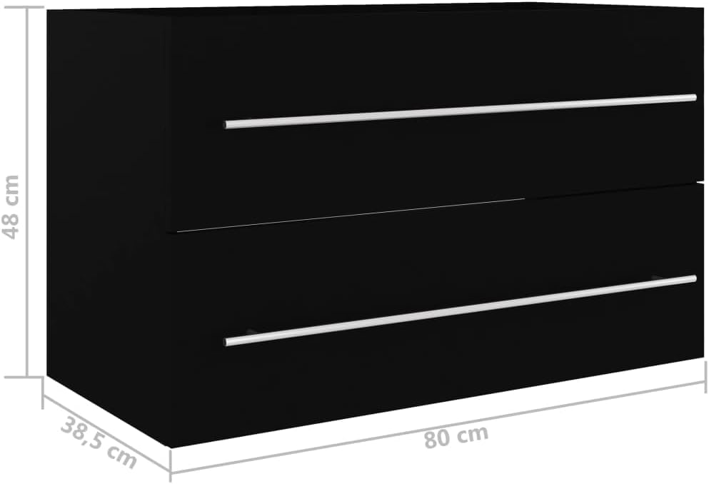 vidaXL Armoire d'Evier avec Lavabo Intégré Meuble de Salle de Bain Armoire de Rangement avec Vasque Toilette Intérieur Noir Bois d'Ingénierie