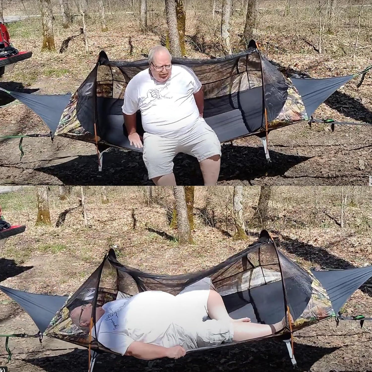 Night Cat Hamac Tente Fond Plat pour 1 Personne avec Moustiquaire Couverture Imperméable et Espace de Rangement Supplémentaire Randonnée Camping dans Jardin Arrière Cour Sauvage