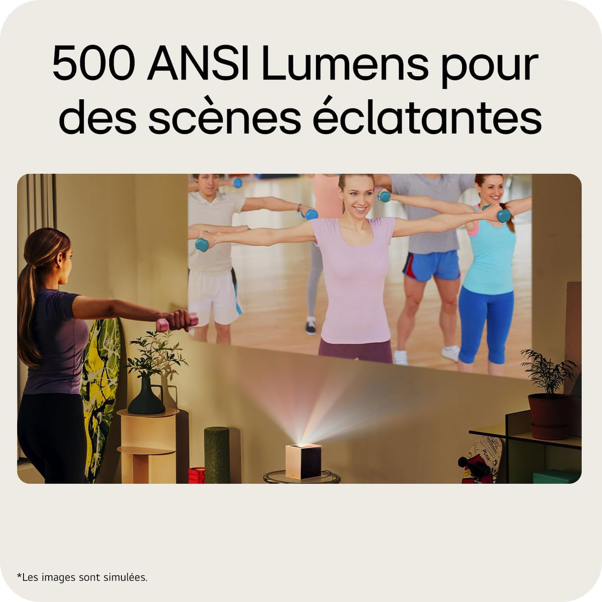 CineBeam S Vidéoprojecteur Laser PU615U Focale Ultra Courte pour Home Cinema, 500 lumens ANSI, 4K UHD 100 Pouces 2160p, Projection Entre 40" ~100", Smart webOS 24, Bluetooth 5.0, Dolby Atmos