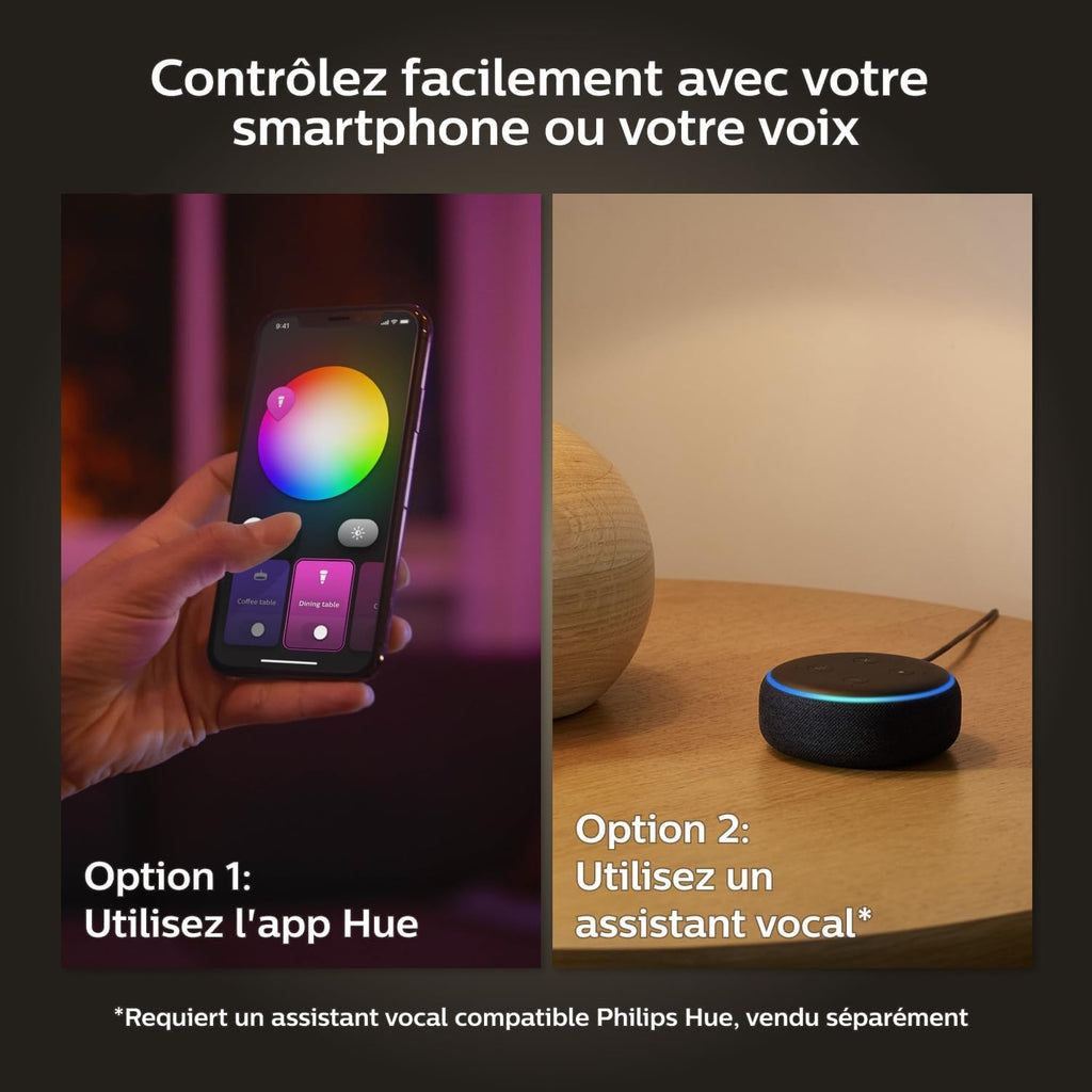 Hue White and Color Ambiance, Plafonnier Xamento Large, Blanc, compatible Bluetooth, fonctionne avec Alexa, Google Assistant et Homekit