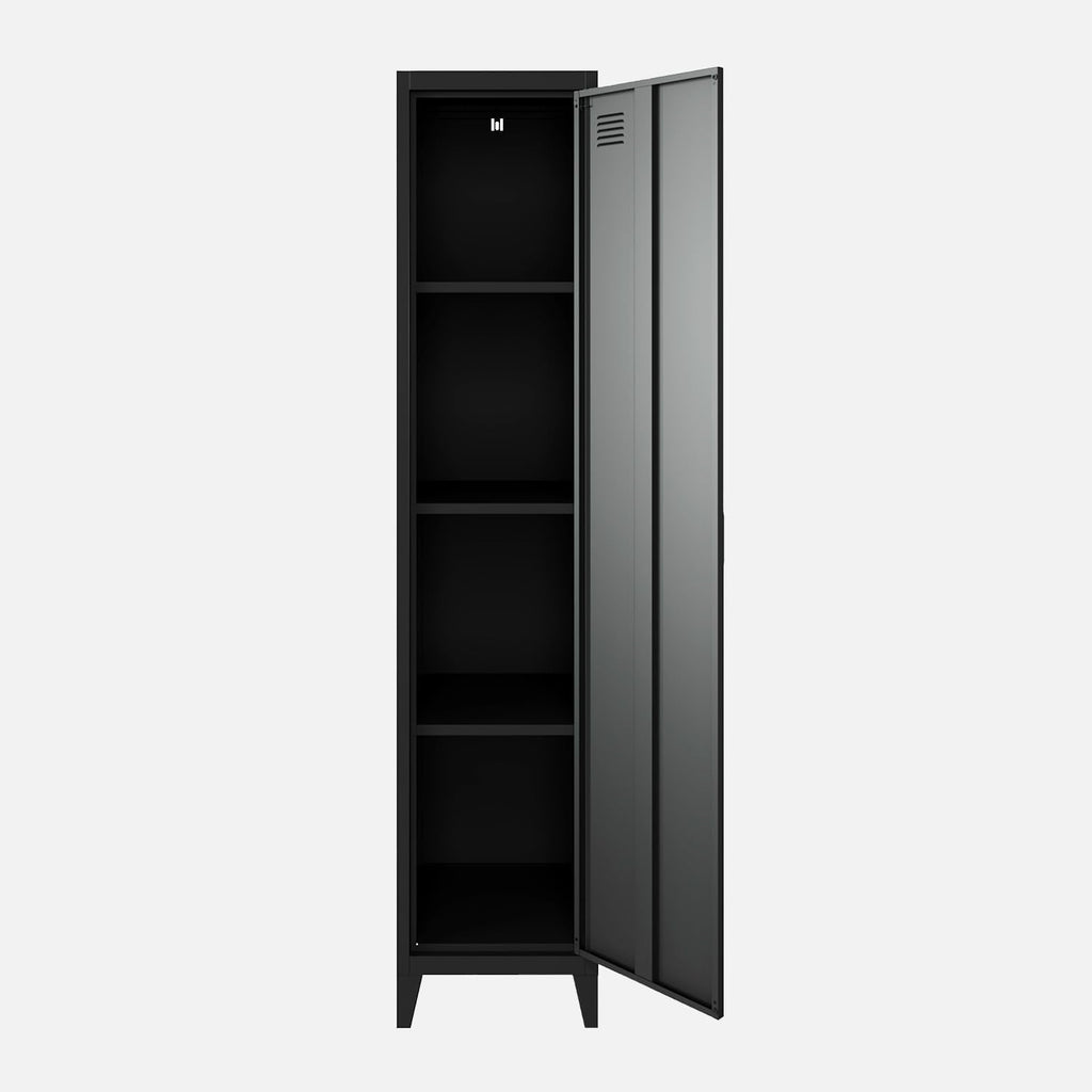 sweeek - Armoire Chambre Enfant en Acier Noir. 4 espaces de Rangement. casier. L 38 x P 38 x H 180 cm
