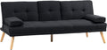 HOMCOM Canapé Convertible 3 Places, canapé-lit rembourré avec Dossier réglable 3 Niveaux, 2 Coussins et 2 Porte-gobelets intégrés, Tissu de Lin, pour Salon, Chambre d'amis, Petit Espace, Gris