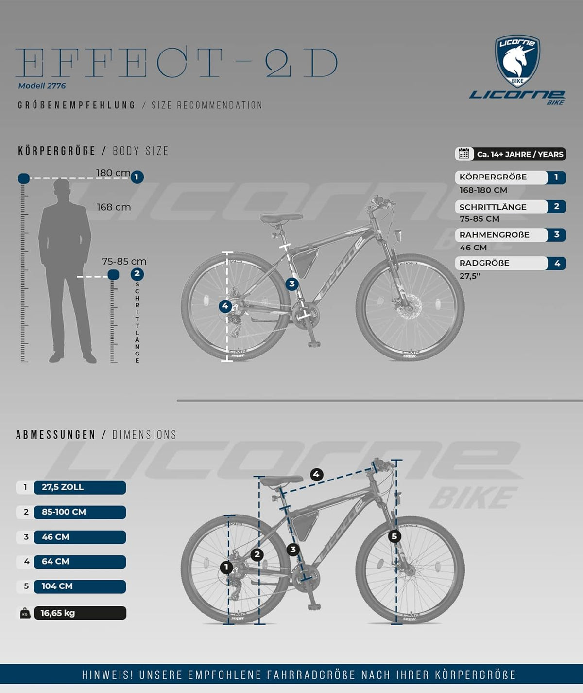 Licorne Bike Effect Premium VTT avec frein à disque en aluminium pour garçons et filles 21 vitesses
