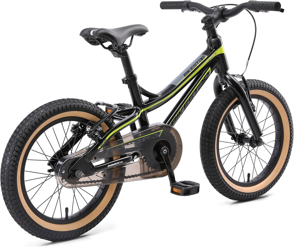 BIKESTAR Vélo Enfant en Aluminium pour Garcons et Filles de 4-5 Ans | Bicyclette Enfant 16 Pouces vélo de Montagne avec Freins en V | Noir Vert