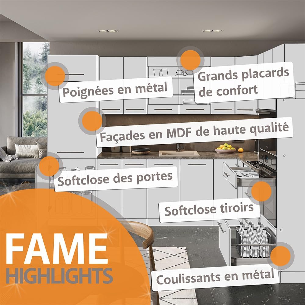Vicco Meuble Cuisine Fame-Line, Chêne de Force doré/Anthracite, 50 cm sans Plan de Travail
