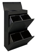 ARREGUI Top CR626-B Poubelle de recyclage en acier, poubelle de tri sélectif, 4 seaux, avec plateau supérieur multifonction, 4 x 17 L (68 L), noir