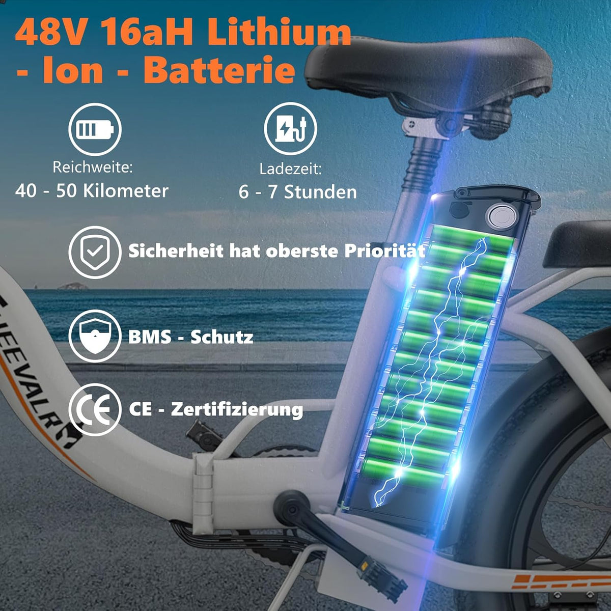 TIGUOWISH Vélo électrique C16 noir pour homme adulte, vélo d'équilibre électrique, 48 V 16 Ah, batterie amovible, vélo électrique pliable.