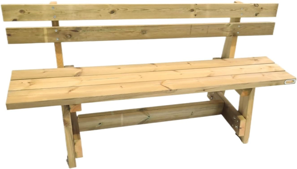 MASGAMES Banc avec dossier VIC Bois traité pour l'extérieur Autoclave Niveau IV 180 cm de long