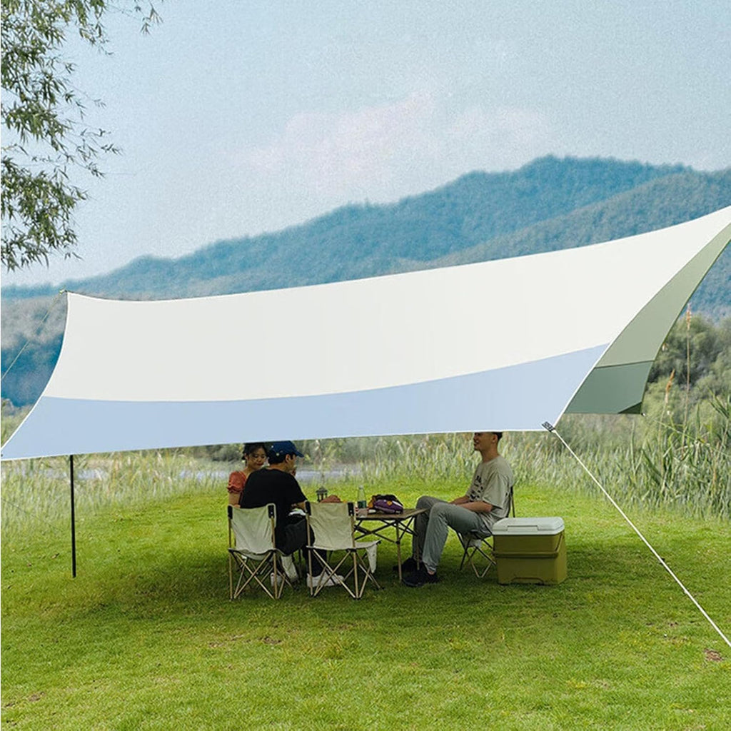 Abri de camping – Auvent pour aire de jeux – Grande couverture, pare-soleil robuste, protection UV pour randonnée pédestre – 5,2 x 4,7 m
