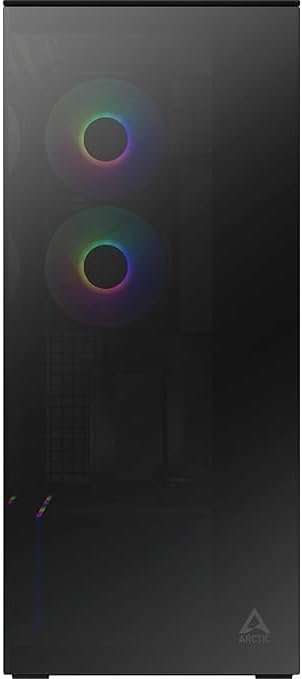 ARCTIC Xtender VG (Mirror Black) avec Montage Vertical de GPU - Boîtier PC, Verre Miroir, Support pour Radiateur 2 x 420 mm, Tour Midi, E-ATX, 5X Ventilateurs A-RGB Pré-installés - Noir