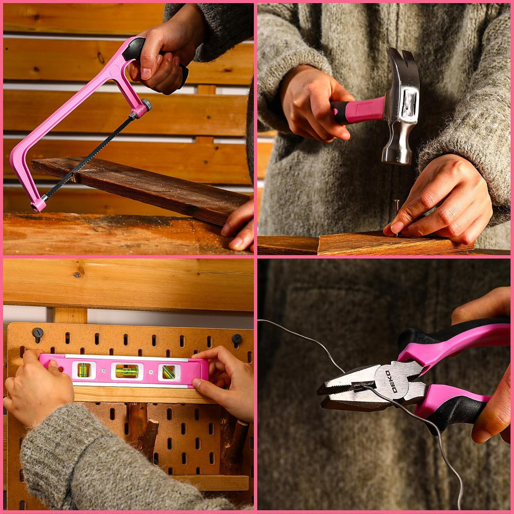 Ensemble d'outils roses 238 pièces avec perceuse