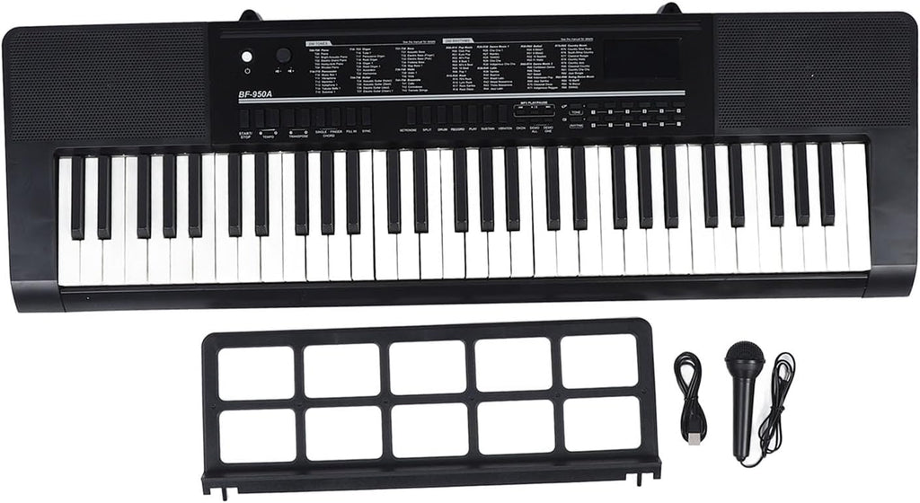 Piano à Clavier électronique 61 Touches, Piano Numérique Portable avec Microphone et Pupitre pour la Pratique de la Performance
