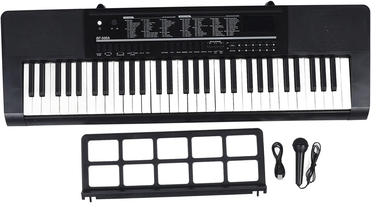 Piano à Clavier électronique 61 Touches, Piano Numérique Portable avec Microphone et Pupitre pour la Pratique de la Performance