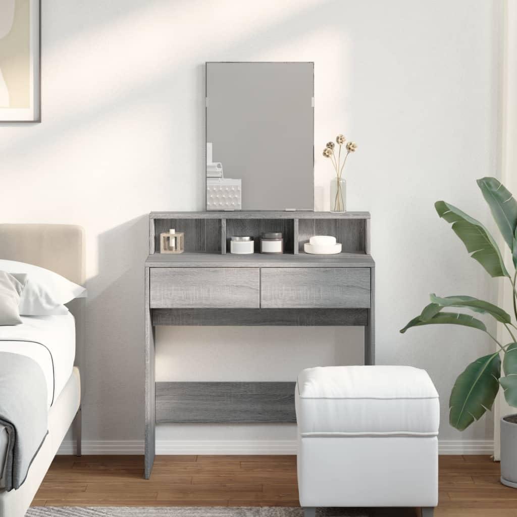 AJJHUUKI Coiffeuse avec miroir Gris Sonoma 80 x 41 x 144,5 cm - Meubles, armoires et rangement, coiffeuses pour chambre à coucher
