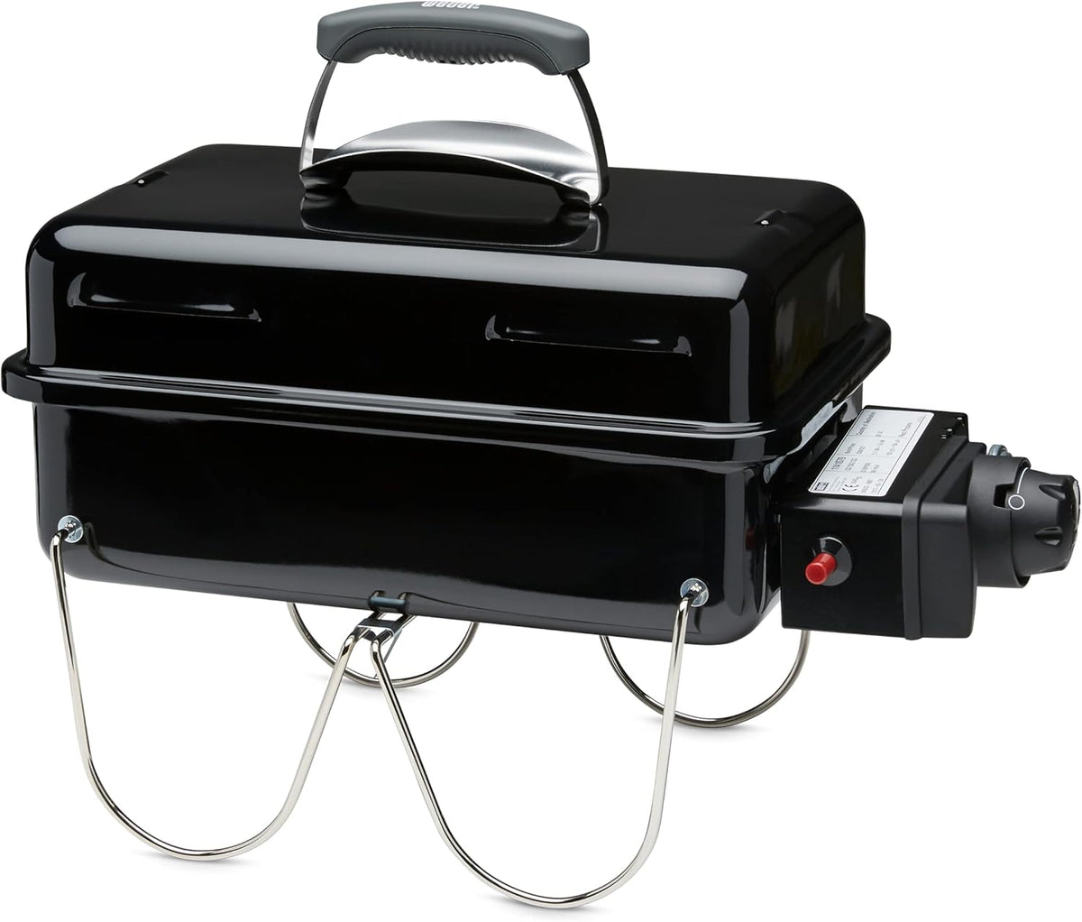 Weber Barbecue à gaz Go-Anywhere/Barbecue Portable, Pieds repliables, allumage piezo, revêtement Durable, Barbecue de Camping léger et Compact pour l'extérieur, Surface de Cuisson 42 x 26cm, Noir