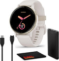 Vivoactive 5 montre intelligente GPS santé et fitness pour homme et femme lunette aluminium doré crème bracelet silicone ivoire écran AMOLED 3 cm autonomie