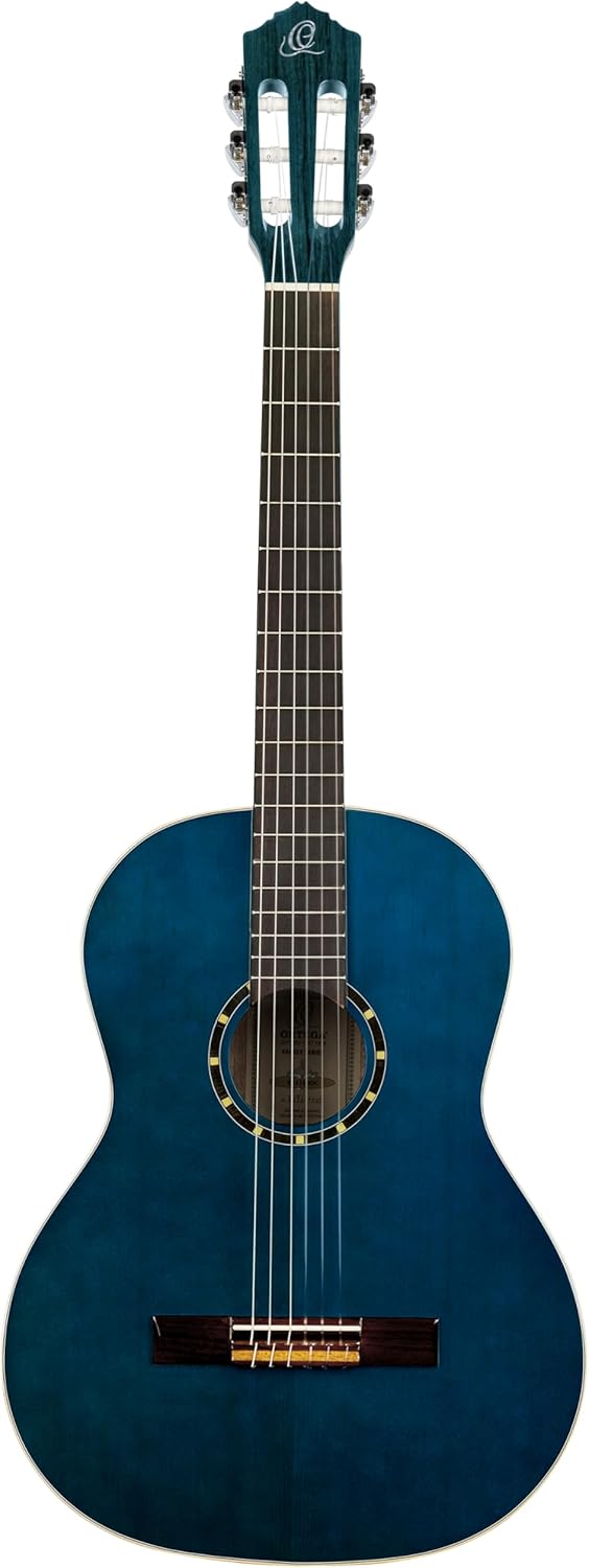 Ortega Guitars Guitare Classique 4/4 - Slim Neck - Family Series - Housse Incluse - Épicéa / Acajou, Bleu R121SNOC